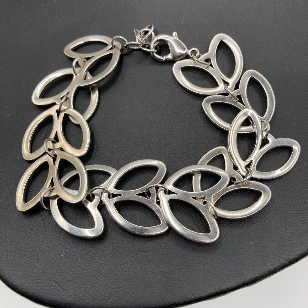 Link Chain‎ Leaf design cut open work Flex 7.5" Bracelet